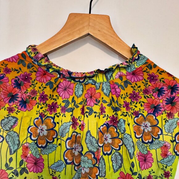 Johnny Was Rainbow Flower Ruffle Dress sz L - Picture 5 of 13